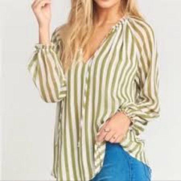NWT Show Me Your Mumu Charlene Tunic Oversized Blouse Striped Green White Small - Picture 14 of 14